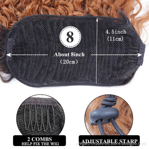 Hot Sale High Temperature Raw Synthetic Hair Kinky Curly Drawstring Ponytail For Black Women